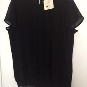 DENEVERHAYES BLOUSE SIZE L/G.  COLOR JET BLACK